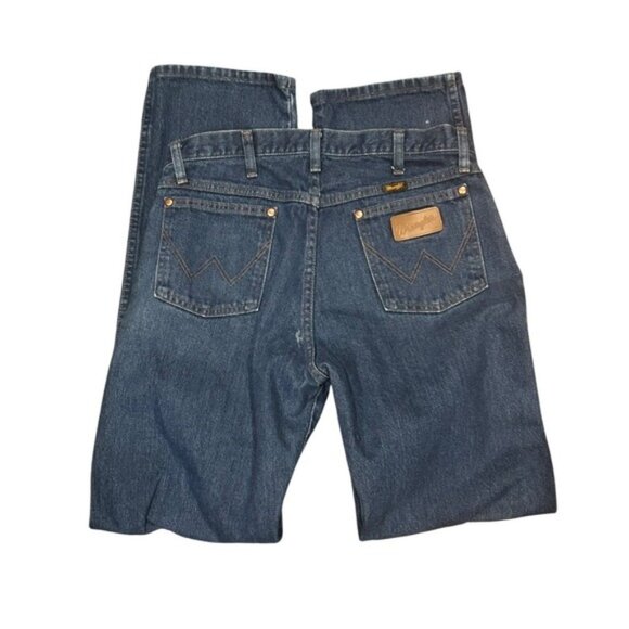 Wrangler Jeans Mens 32x34 Blue 13MWZ Cowboy Cut Distressed Western Boots Denim - Picture 1 of 6